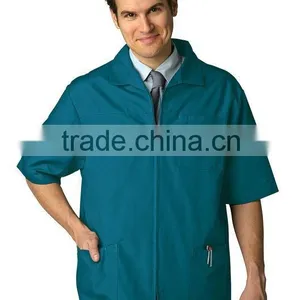 Custom Men's Medicail Zippered Short Sleeve Jacket (Available in 7 Solid Colors) thumbnail-1
