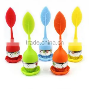 BPA Silicone And Stainless Steel Tea Infuser Leaf Strainer Silicone Leaf thumbnail-4