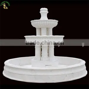 2 Tier White Marble Fountain With the Column Decoration thumbnail-1