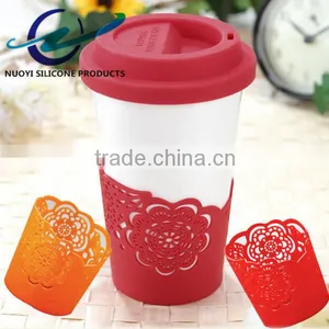 Coffee Mug Silicone Cup Sleeve With Beautiful Flower Shape thumbnail-6