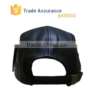 High Quality 5 Panel Hat Cap ,Leather 5 Panel Hat ,Adjustable Leather Strap 5 Panel Hat thumbnail-2
