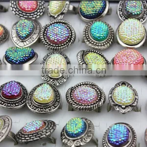 Wholesale Candy Color Alloy Resin Opening Rings thumbnail-5