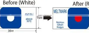 Food Safe Sticker, Low Temperature Indicator/Irreversible/From 15 to 30 Deg.C/Made in Japan thumbnail-1