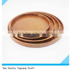 Durable Tradition Round Brown Wood Dinner Plate for Dinner and Restaurant thumbnail-3