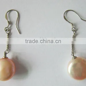 Real/genuine Button Shape Pearl Earrings,pearl Jewelry thumbnail-1