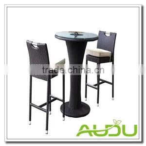 Audu Contemporary Bistro Set /Black Armless Rattan Bistro Set thumbnail-5