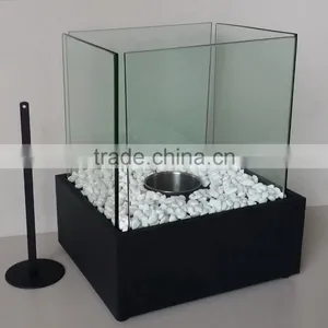 Decorative Square Table Top Iron Metal &glass Bio Ethanol Fireplace thumbnail-2