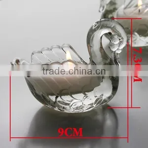 Crystal Swan Glass Candle Holder, Little Swan Glass Candle Container thumbnail-1