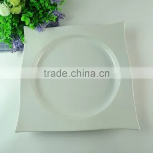 Porcelain Dinner Plate Square Plate With Decal Design, Cheap White Porcelain Plate thumbnail-2