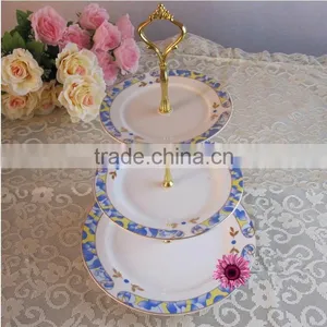 Wedding Fancy Decor Ceramic Double Layer Porcelain 3 Tier Cake Stand thumbnail-4