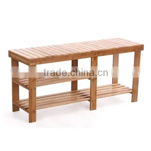 2 Tier Natural Bamboo Shoe Rack for Home Decoration thumbnail-1