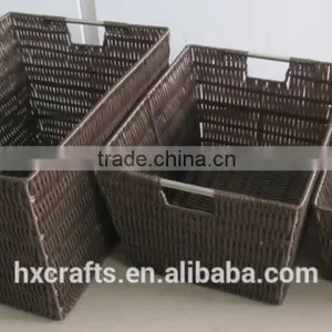 Hot Sell Set Of 3 Brown Rattique Storage Baskets thumbnail-4