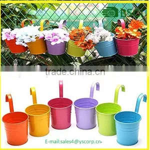 For Railing Balcony Patio Desk Windo Multicolor Metal Iron Indoor Outdoor Garden Planters Hanging Flower Plant Pot thumbnail-1
