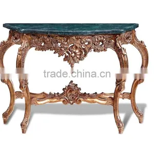 Gold Leaf Antique Marble Console Table For Home Decor Art thumbnail-6