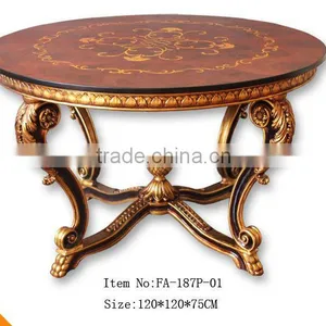 Miller Dinning Room Hot Sale Polyresin Glass Top Table/round Table thumbnail-2