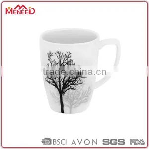Daily Use Bulk Cheap Tree Printed Ceramic-like Unbreakable White Melamine Coffee Mug thumbnail-1