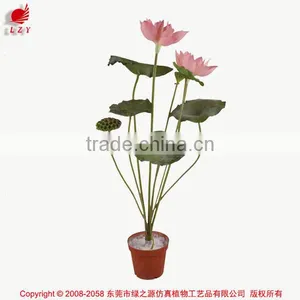 Nearly Nature Artificial 2 Flower Group of Lotus in Pot Bonsai Plant for Indoor Decoration thumbnail-4