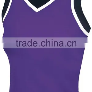 Sleeveless V Neck Knit Spandex Cheerleading Uniforms Women Sexy Tank Top Plus Size Sublimation Cheerleading Uniforms Custom thumbnail-4