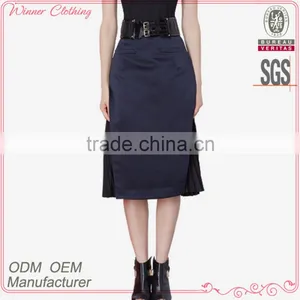 2015 Autumn Garment Direct Manufacturer Latest Fashion Unigue Design European Style Lady Long Pleated Skirt thumbnail-1