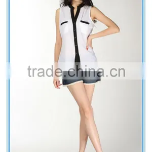 2016 Wholesale Ladies Plain White Girls Fancy Top thumbnail-2