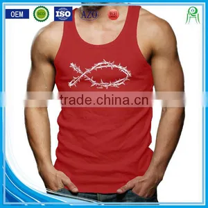 China Printing Cotton Custom Gym Wholesale Mens Singlet thumbnail-1