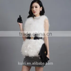 Hot Sale New 2017 Women Winter Encryption 100% Natural Ostrich Feathers Turkey Feather Fur Vest Vest Fur Coat Fur Coat thumbnail-4