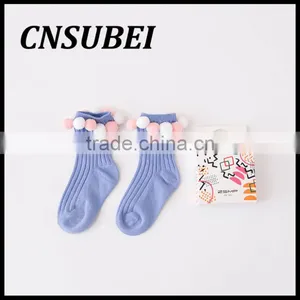 South Korea Cute Travel Children Socks With Cotton Balls,pure Cotton Contrast-color Creative at Home Socks thumbnail-1