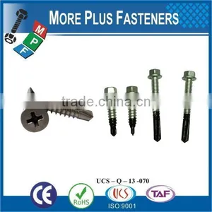 Taiwan #12-14 x 1-1/4" Hex Unslotted HWH Epoxy #3 410 Stainless Steel Bonded Sealing Washer Tek Self-Drilling Screw thumbnail-2