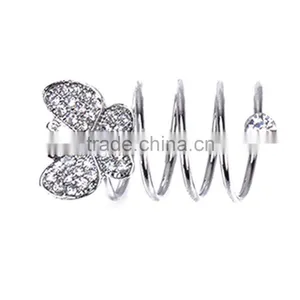 Gold&Silver-plated Rhinestone Butterfly Wrap Around Spiral Rings thumbnail-3