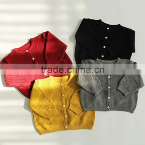 B22268A Hot Sale Baby Pure Color Cardigan Sweater Sweet Pineapple Grain Knit Sweaters thumbnail-6