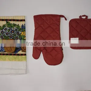 Promotional With Reasonable Price 3pcs Kitchen Set With Kitchen Towel, Pot Holder and Oven Mitt thumbnail-2