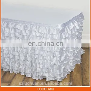 New Fancy Rectangle Wedding White Steps in Table Skirting thumbnail-2