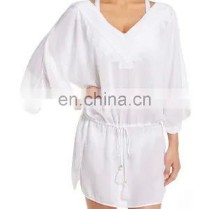 C100 Cotton Embroidered Cover-Up Beach Tunic thumbnail-1