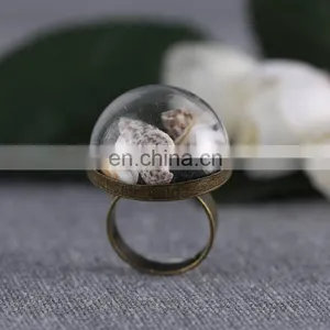 Fashion Vintage Style Antique Copper Ring Couch Black Mini Sand Ring Dome Dangle Adjustable Ring thumbnail-5