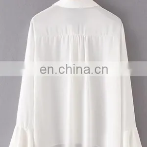 Latest Fashion Women Chiffon Blouse Deisgn Flare Sleeve thumbnail-4