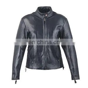HMB-0283C WOMEN LEATHER JACKETS MOTORBIKE BRAIDS FASHION COATS thumbnail-1