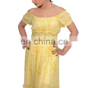 Chiffon Hand Printed Embrodiered Dress thumbnail-1