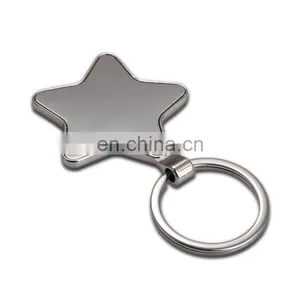 Promotional Custom Metal Silver Plated Five-point Star Shaped Keychain thumbnail-2