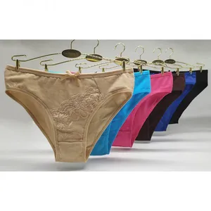 Yun Meng Ni Sexy Underwear Double Lace Plain Color Girls Briefs Soft Cotton Women's Panty thumbnail-4