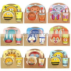 Butterfly Creative Cartoon Bamboo Fiber Children Tableware Set of Five Sets of Kindergarten Baby Bowl Children's Dinner Plate thumbnail-2