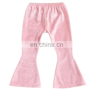 Baby Girls Kids Boho Floral Bell Bottom Velvet Ruffle Leggings Flare Pants 2 Colors Sz80-90 thumbnail-2