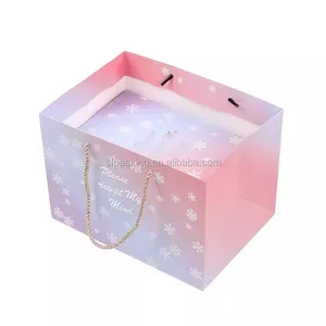 White Paperboard Shopping Packaging Pink Paper Bags thumbnail-1