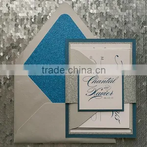 2016 Fancy Ornate Package Die Cut Blush and Gold Glitter Letterpress Wedding Invitation Quality Choice thumbnail-2