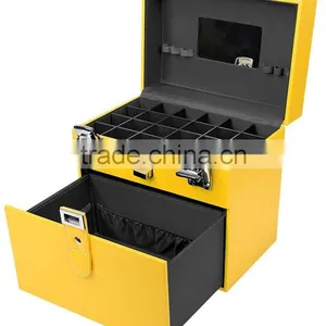 Nail Accessories Organizer and Makeup Train Case, Custom Hard Shell Nail Polish Organizer Case,yellow Aluminum Nail Makeup Case thumbnail-2