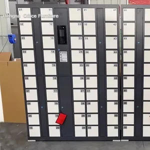 Modern Office Electronic Locker Cabinet Central Control System Multiple Sizes Customizable White/Gray Color Corporate Building Use thumbnail-4