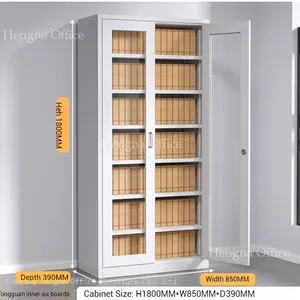 Offset Three-drawer Filing Cabinet MOS003 With Built-in Security Safe and Glass Display Doors|W850D390H1800mm| for Executive Office and Financial Room thumbnail-3