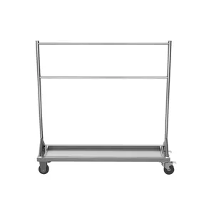 Double‑Deck Stainless Steel Service Trolley, 2‑Tier Kitchen Storage Utility Cart For Hotel Lab thumbnail-1