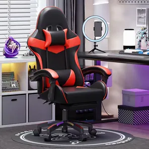 Professional Ergonomic High-Back Gaming Chair With Retractable Footrest, Adjustable Lumbar Support, and PU Leather Racing Style Office Chair. thumbnail-4