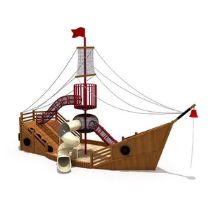 Large Solid Wood Pirate Ship Combined Slide and Climbing Frame for Physical Fitness Expansion, Little Doctor Slide thumbnail-5