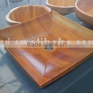 Teak Square Sink Wood Sink Basin thumbnail-1